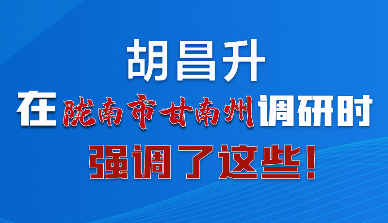 圖解|胡昌升在隴南市甘南州調(diào)研時強調(diào)了這些！