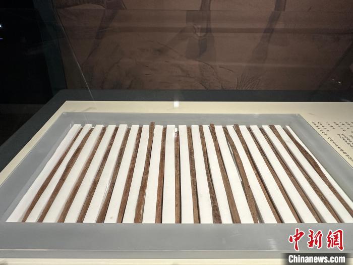 圖為甘肅簡(jiǎn)牘博物館展陳的漢簡(jiǎn)。中新社記者 戴文昌 攝