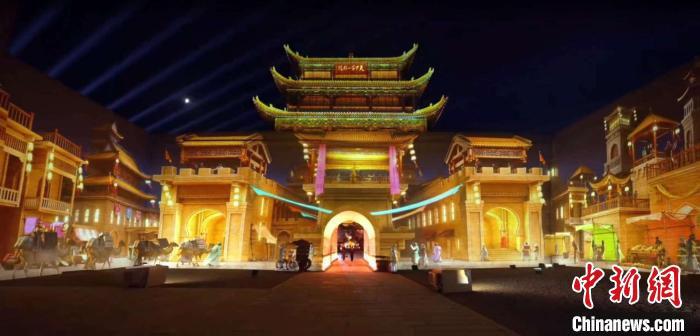 2024年7月15日，甘肅嘉峪關(guān)開(kāi)啟“夜游”模式。圖為夜游燈光劇《天下嘉峪關(guān)》光影效果。(甘肅嘉峪關(guān)關(guān)城景區(qū)供圖)