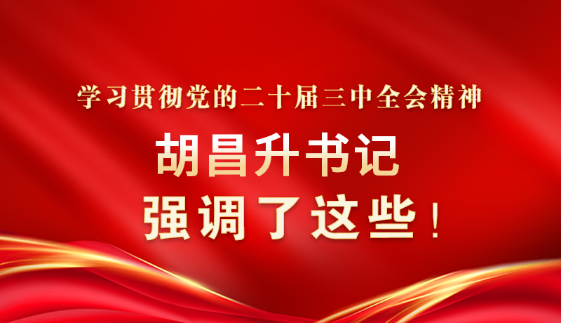 圖解|學(xué)習(xí)貫徹黨的二十屆三中全會精神 胡昌升書記強(qiáng)調(diào)了這些！
