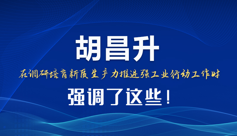 圖解|胡昌升在調(diào)研培育新質(zhì)生產(chǎn)力推進強工業(yè)行動工作時強調(diào)了這些！